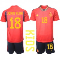 Spanien Jordi Alba #18 Hemmadräkt Barn VM 2022 Kortärmad (+ Korta byxor)